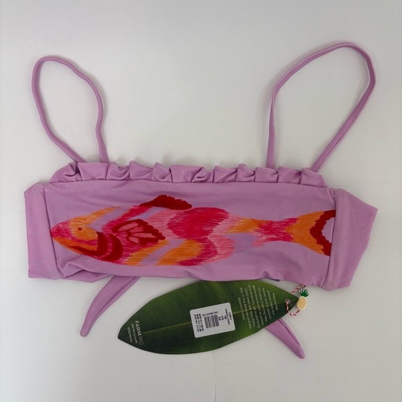 NWT Farm Rio Painted Fishes Bikini Top Lilac - Picture 6 of 12